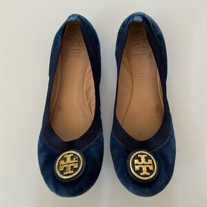 Tory Burch size 8 suede navy ballet flats